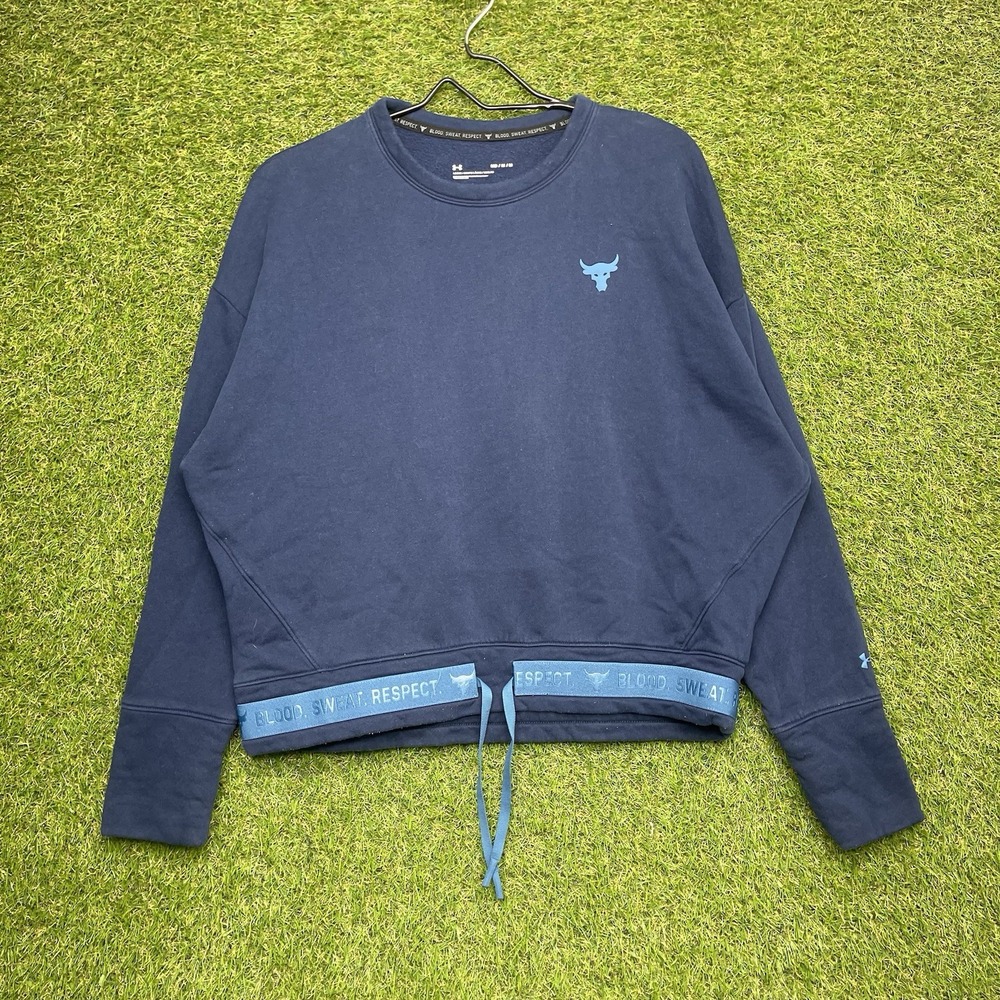 Under Armour Project Rock Sweatshirt Womens Medium Crop Fit Loose Oversized Gym